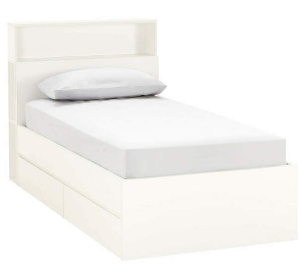 ASSEMBLED COMO KING SINGLE BED WITH STORAGE PACK (WHITE)